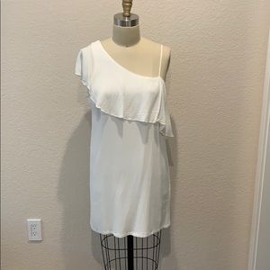 1.State Asymmetrical White Rayon Dress